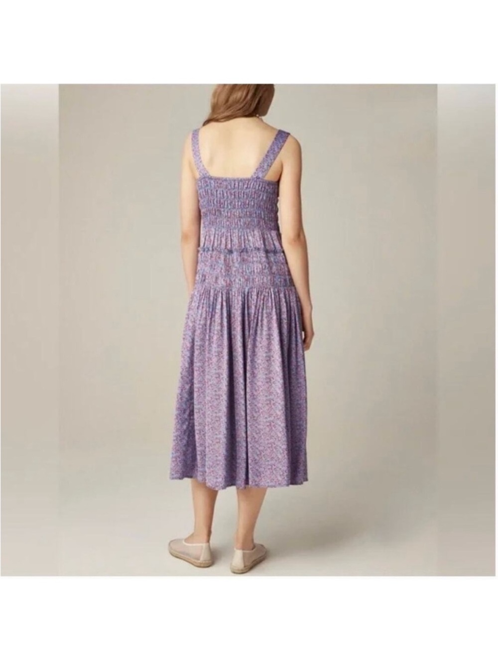J. Crew Lavender Purple Smocked Midi Dress - Picture 2 of 7